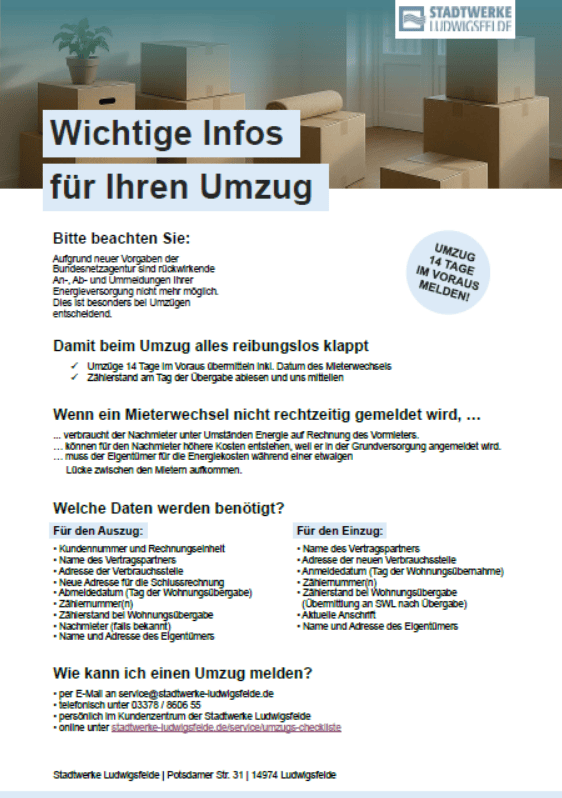 Informationen zur An- und Abmeldung / Umzug