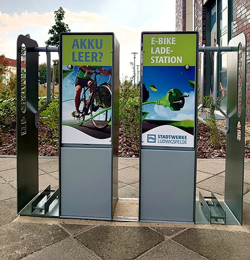2 E-Bike Ladestationen Stadtwerke Ludwigsfelde