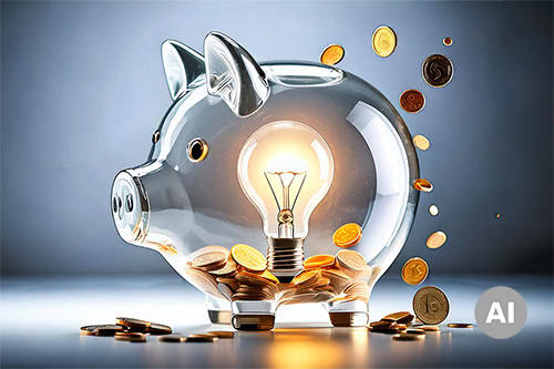 Sparschwein mit LED-Lampe